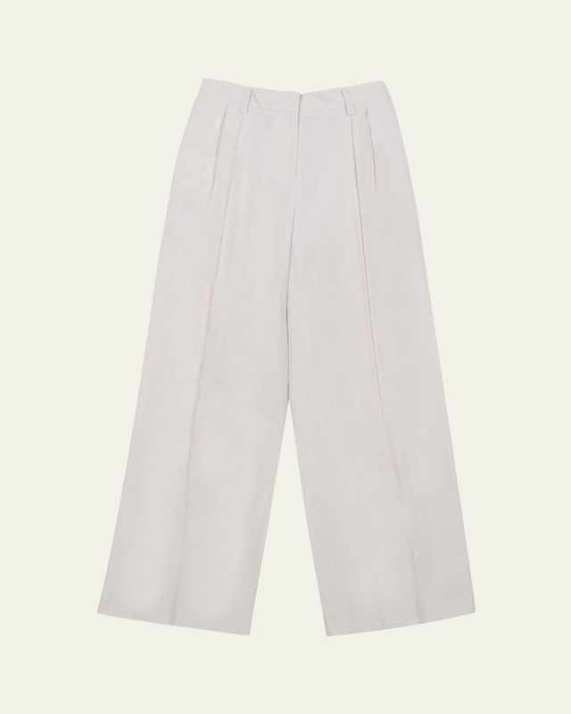 Two-Pleat Wide-Leg Linen Pants